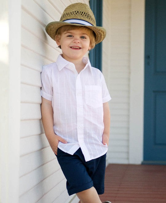 Dobby Short Sleeve Shirt - White – Toads & Teacups Children's Shop