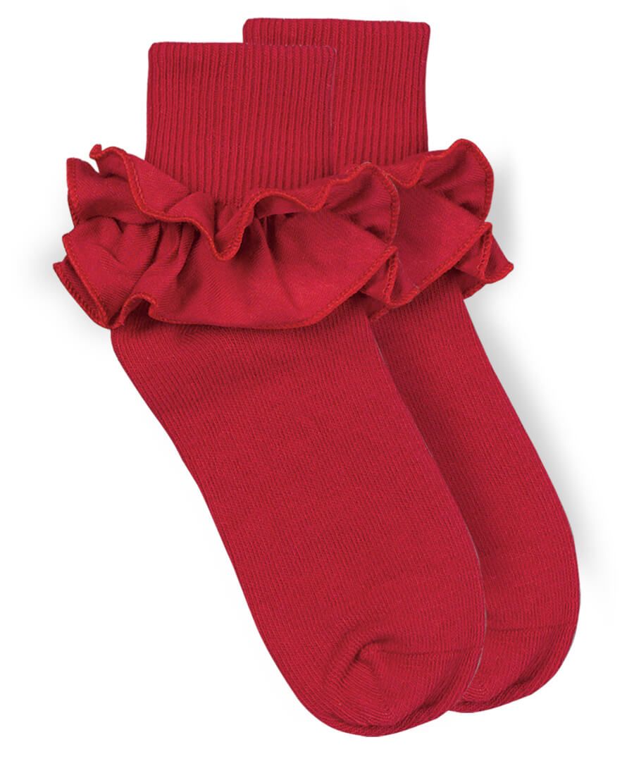 Misty Ruffle Lace Turn Cuff Socks - Red – Toads & Teacups