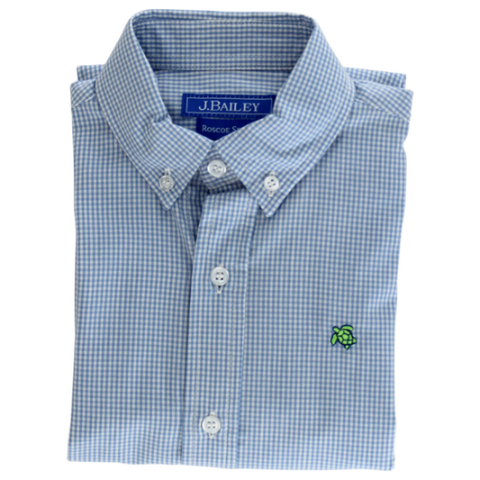 Roscoe Button Down - Blue Microcheck