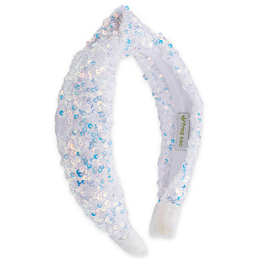 Sequin Knot Headband - White Confetti