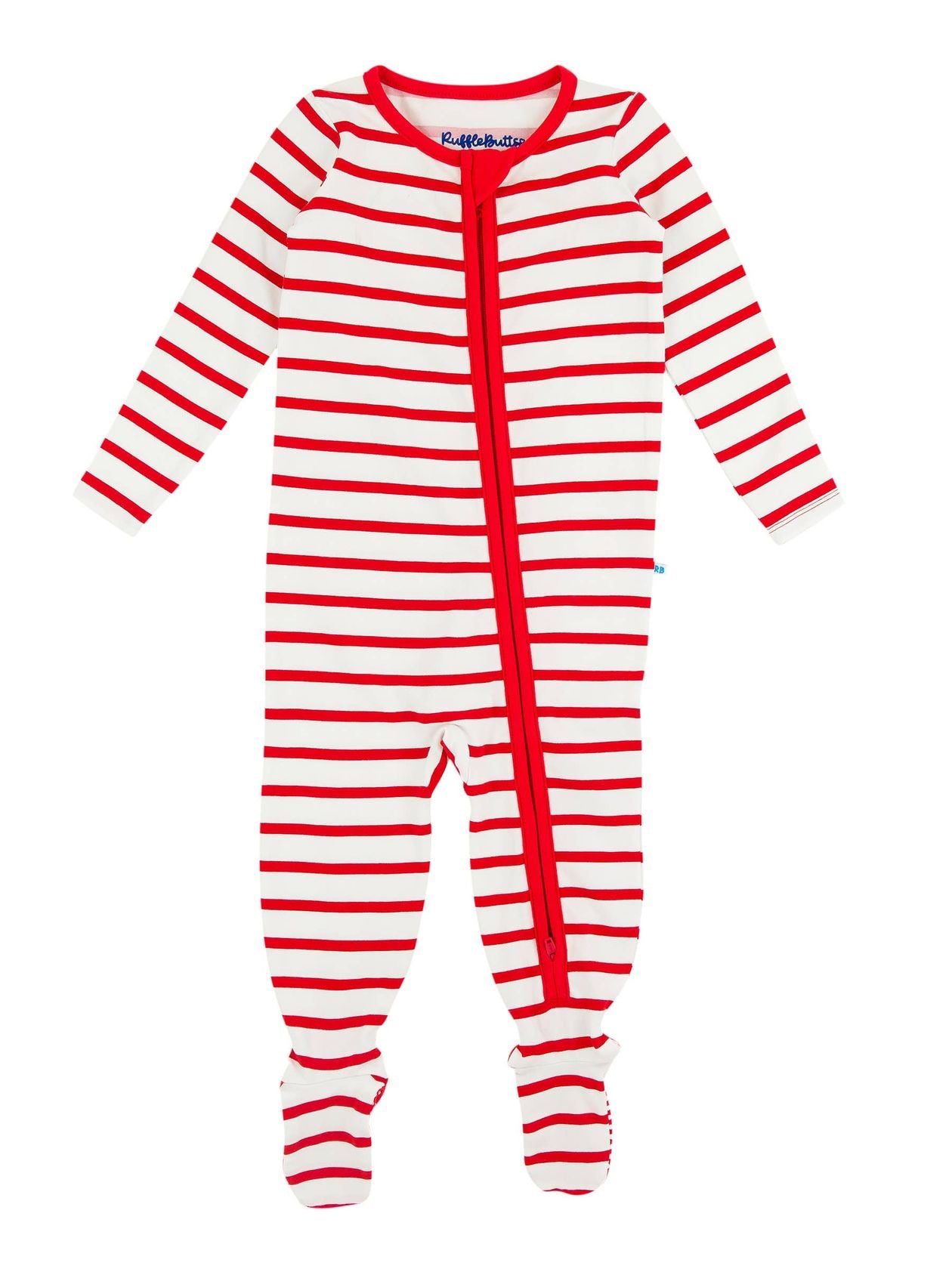 Baby Boys Modal Footie - Red  White Stripe