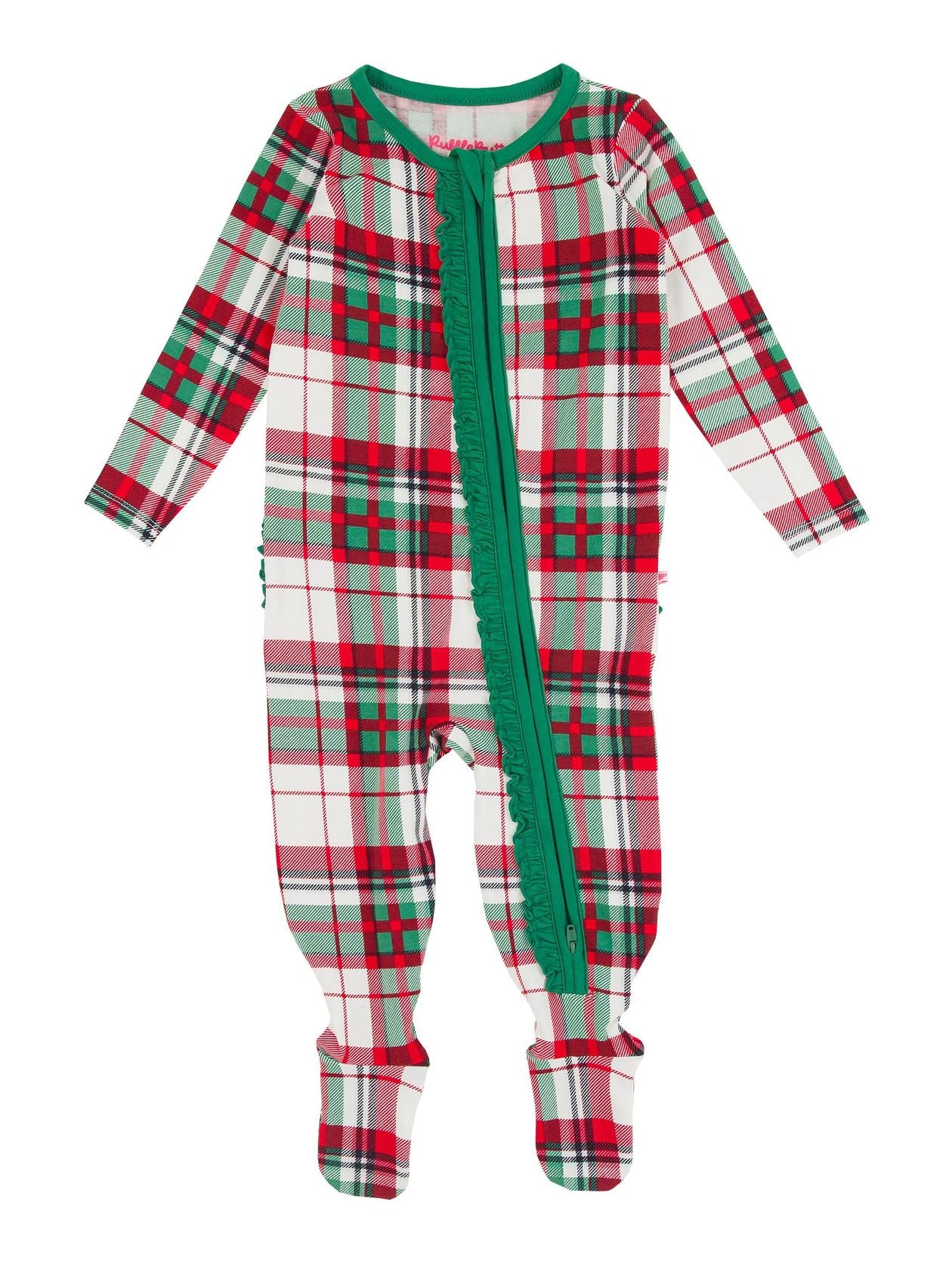 Baby Girls Modal Ruffle Footie - Dashing Dreams Plaid