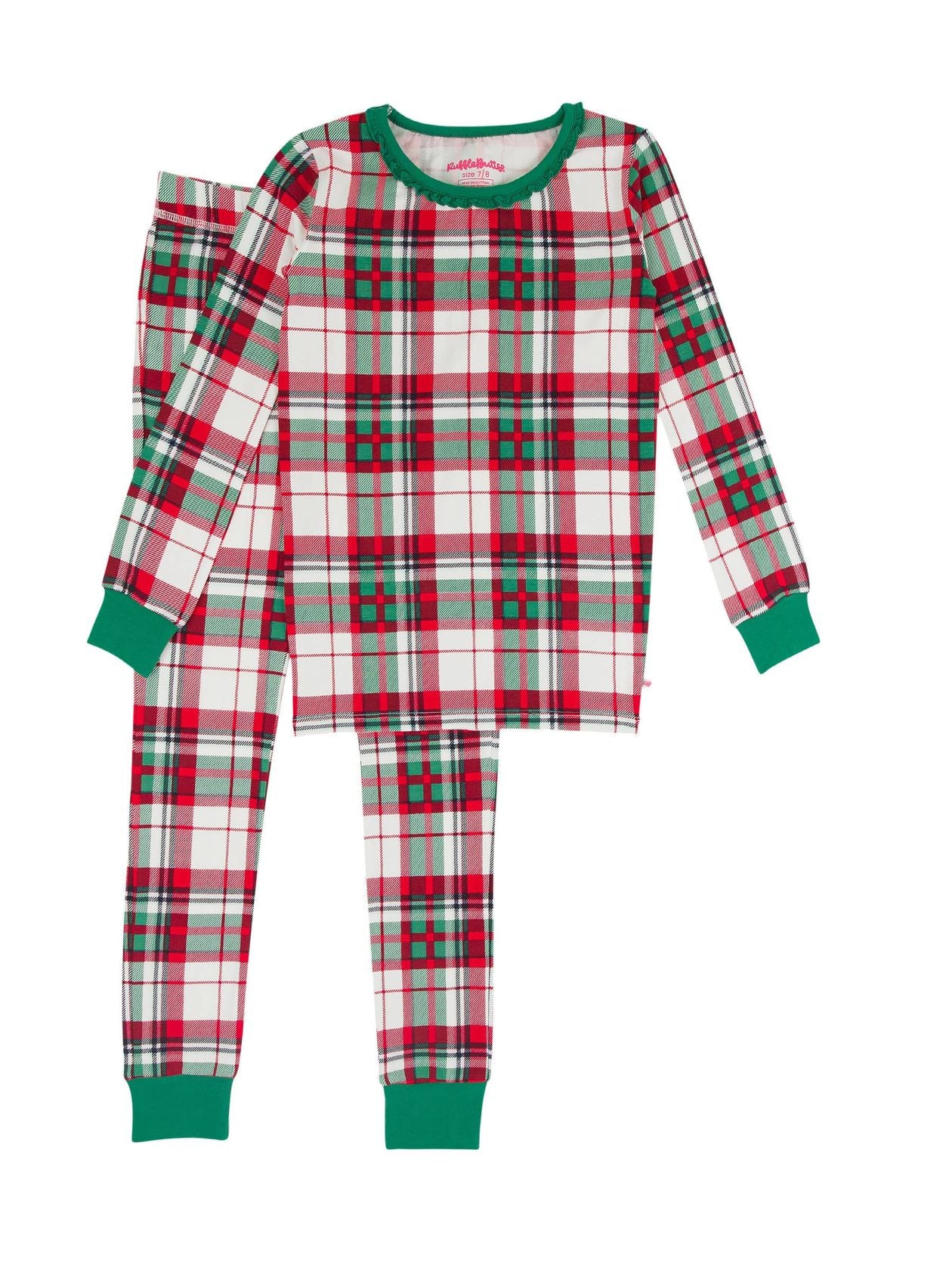 Girls Modal Ruffle Pajamas - Dashing Dreams Plaid