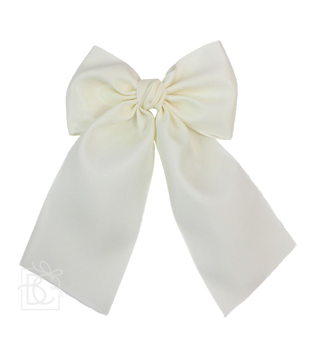 Satin Bow with Euro Knot  Tails - Antique White