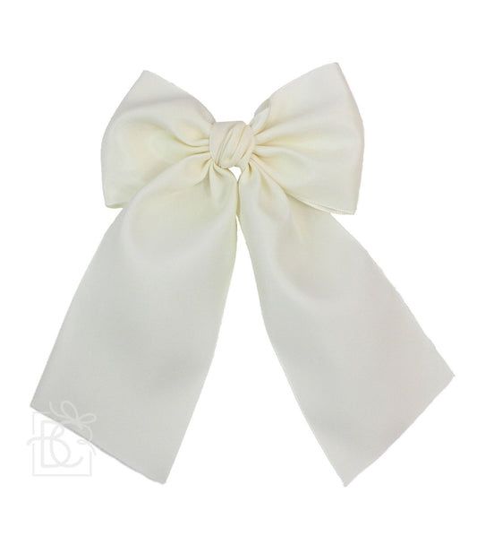 Satin Bow with Euro Knot  Tails - Antique White