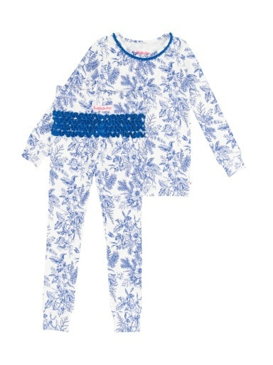 Toddler Girls Modal Ruffle Pajamas - Winter Bliss Toile