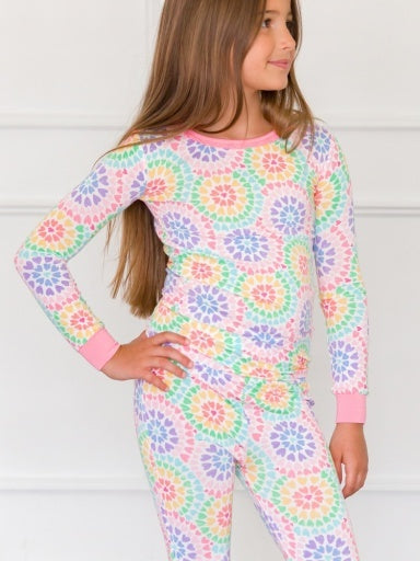 Girls Bamboo Ruffle Pajamas - Kaleidoscope Hearts