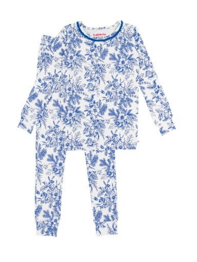 Girls Modal Ruffle Pajamas - Winter Bliss Toile