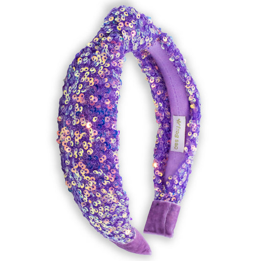 Sequin Knot Headband - Purple Confetti