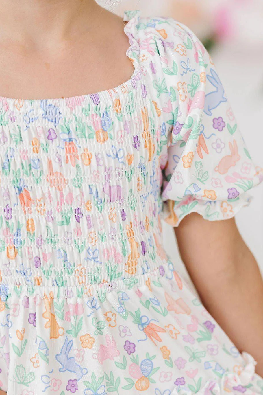 Smocked Ruffle Dress - Hoppy Easter