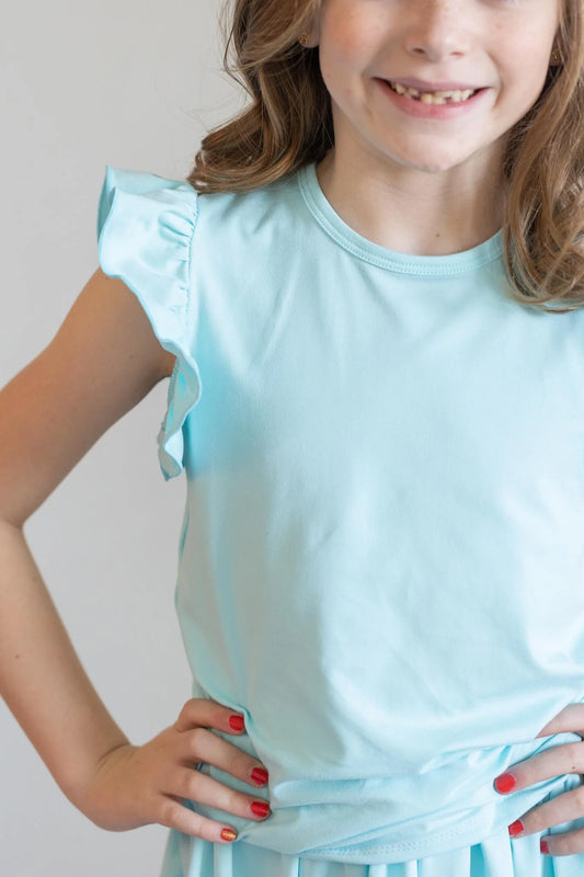 Twirl Skort & Ruffle Tee - Wildflower Wishes/Aqua