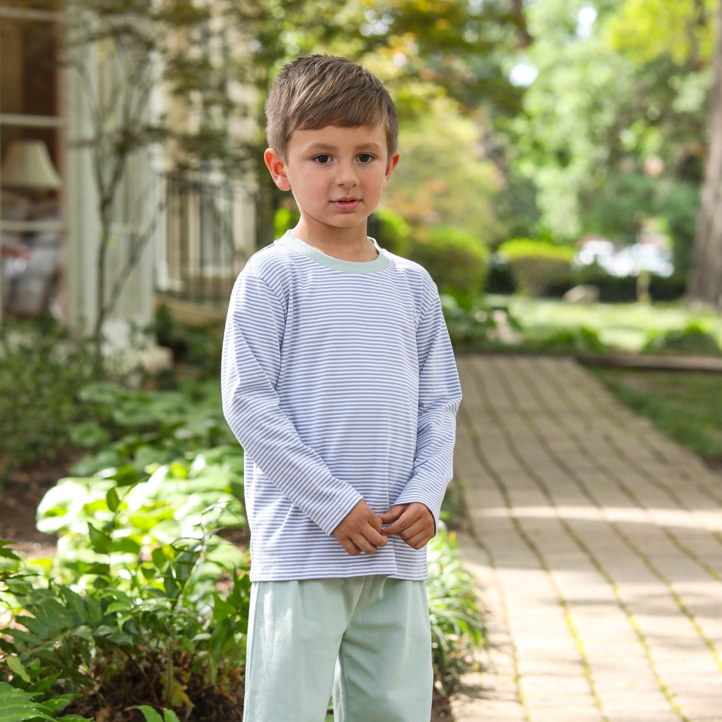 Miller Pants Set - Dusty Blue Stripe/Sage