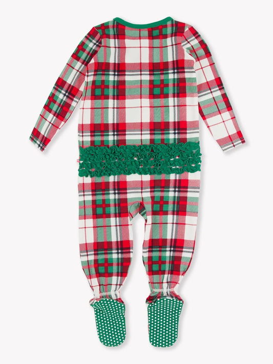 Baby Girls Modal Ruffle Footie - Dashing Dreams Plaid