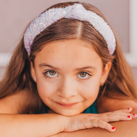 Sequin Knot Headband - White Confetti