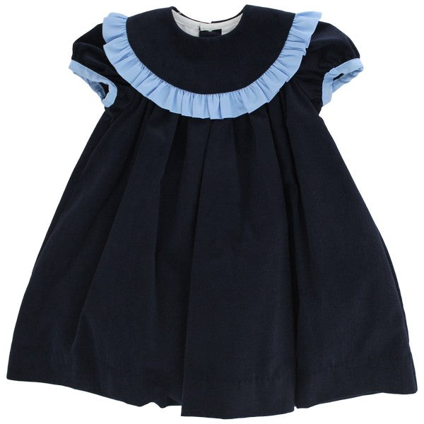 Float Dress - Navy Cord/Cornflower Blue