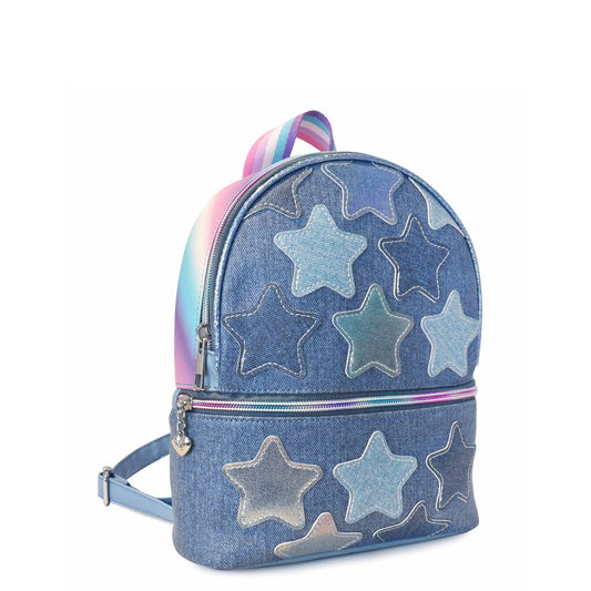 Denim Mini Backpack - Star Patched