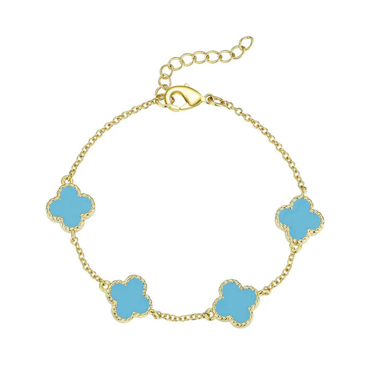 Four Leaf Clover Bracelet - Turquoise