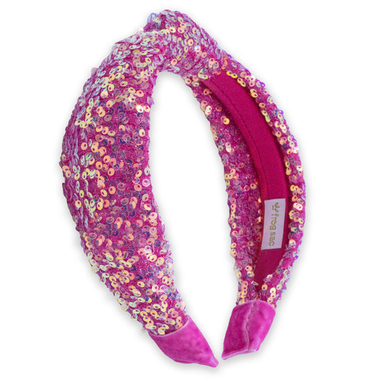 Sequin Knot Headband - Hot Pink Confetti