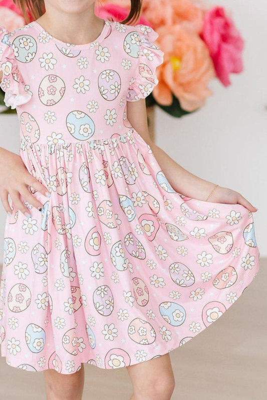 Flutter Sleeve Twirl Dress - Easter Egg Hunt