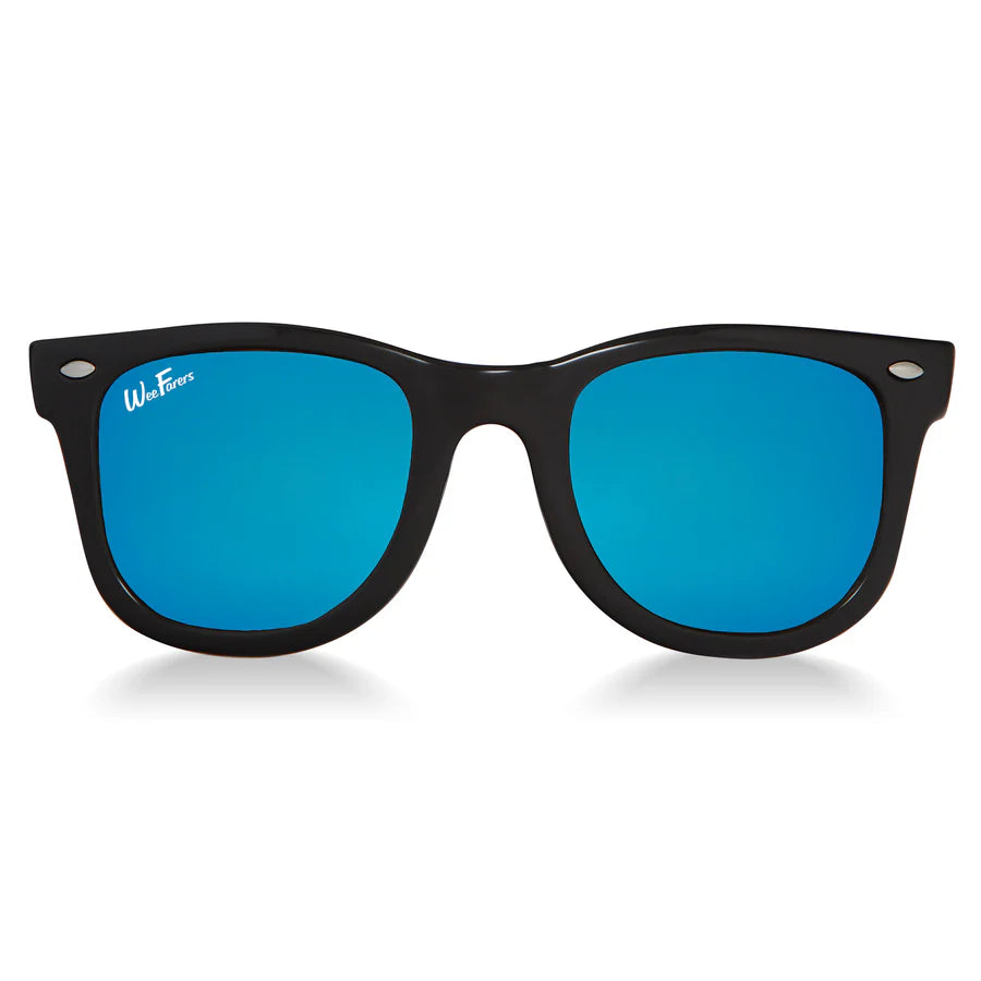 Polarized WeeFarers Sunglasses - Black w/Ocean Blue Lenses