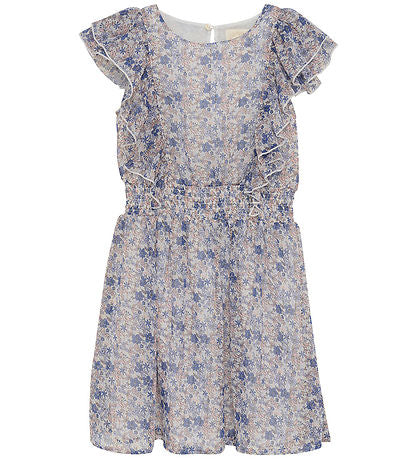 Blue Floral Dress w/ Ruffle Sleeve