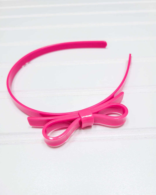Headband - Thin Bow Hot Pink