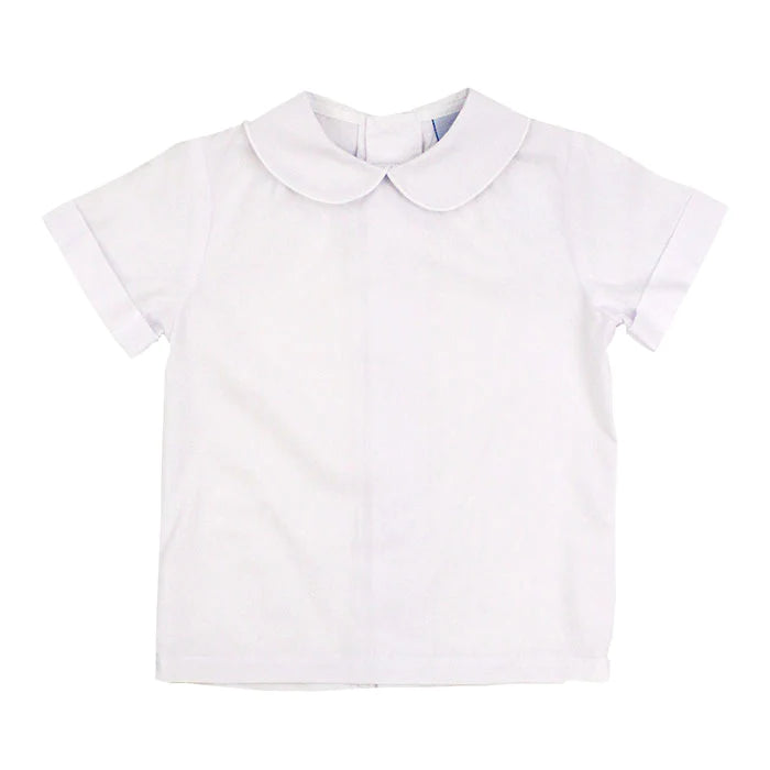 Boys Short Sleeve Button Back Shirt - White