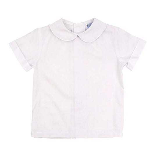 Boys Short Sleeve Button Back Shirt - White