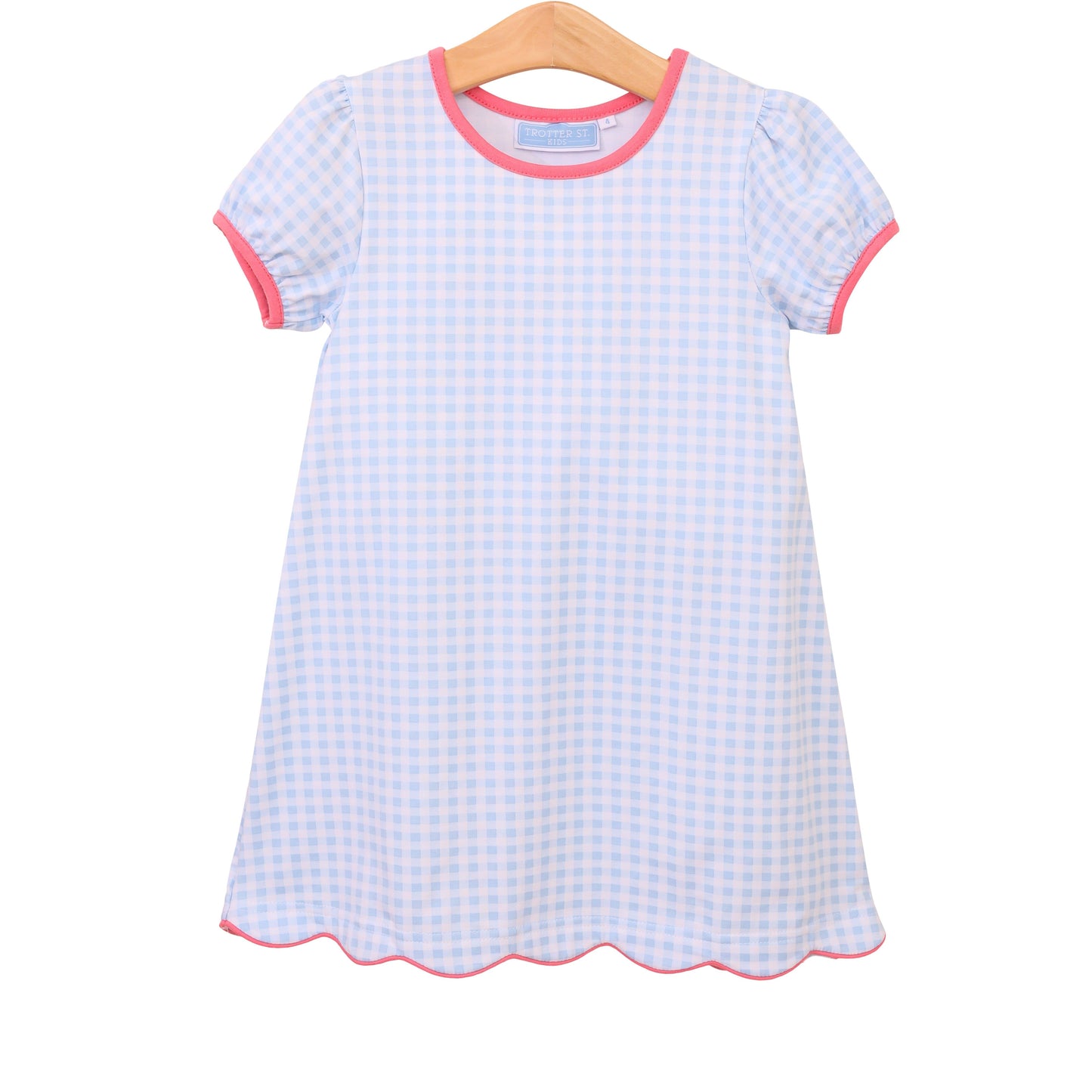 Cecilia Dress - Light Blue Gingham/Pink