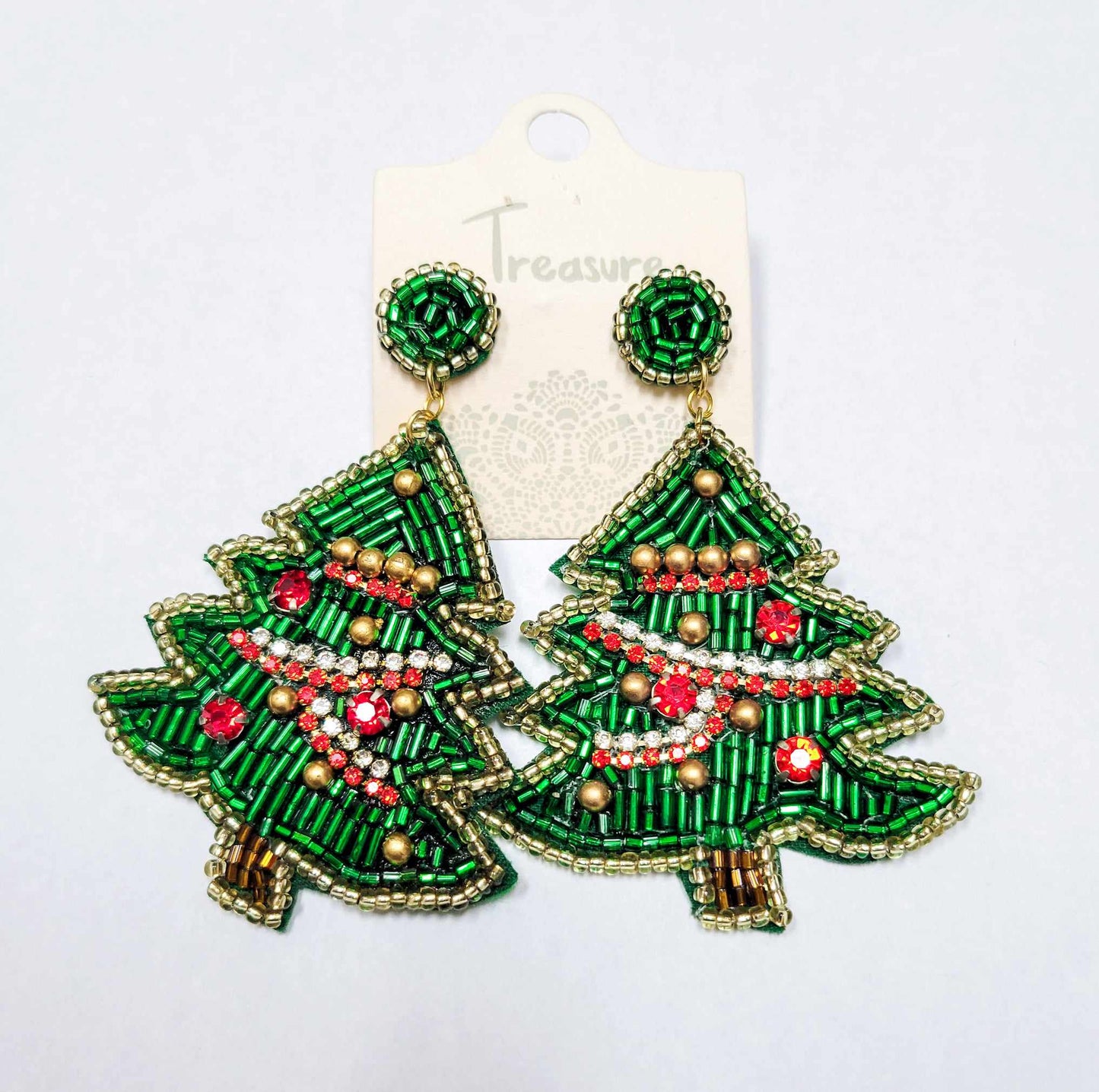 Beaded Earrings - Christmas Tree