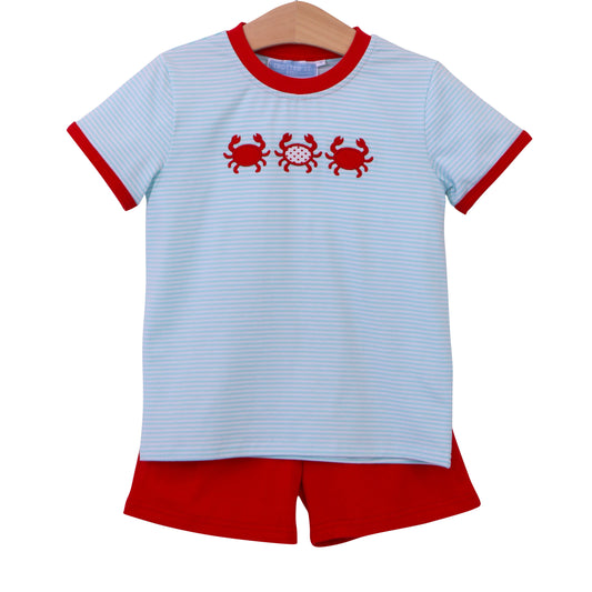 Applique Short Set - Crab Trio