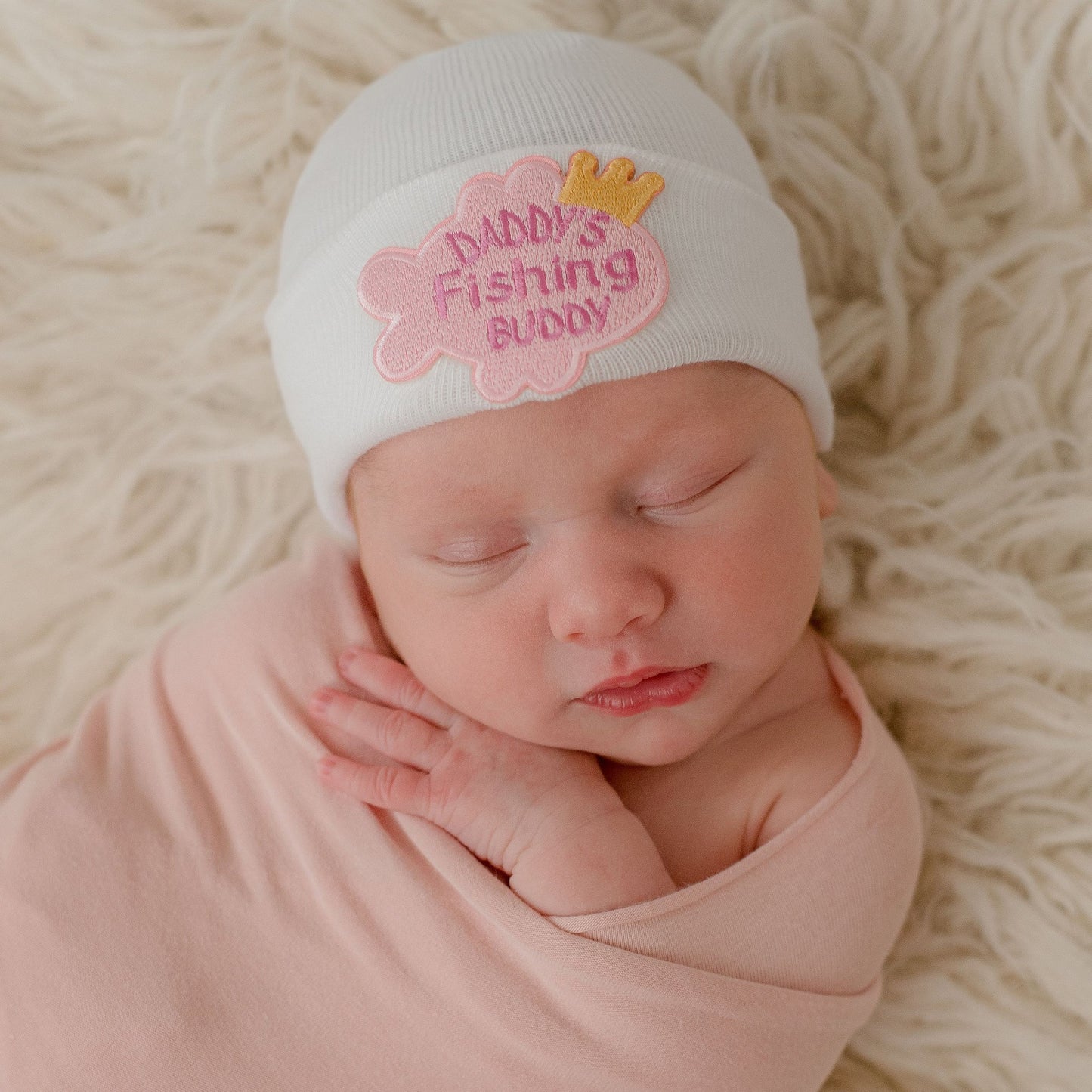 Newborn Hat - Daddy's Fishing Buddy Girl