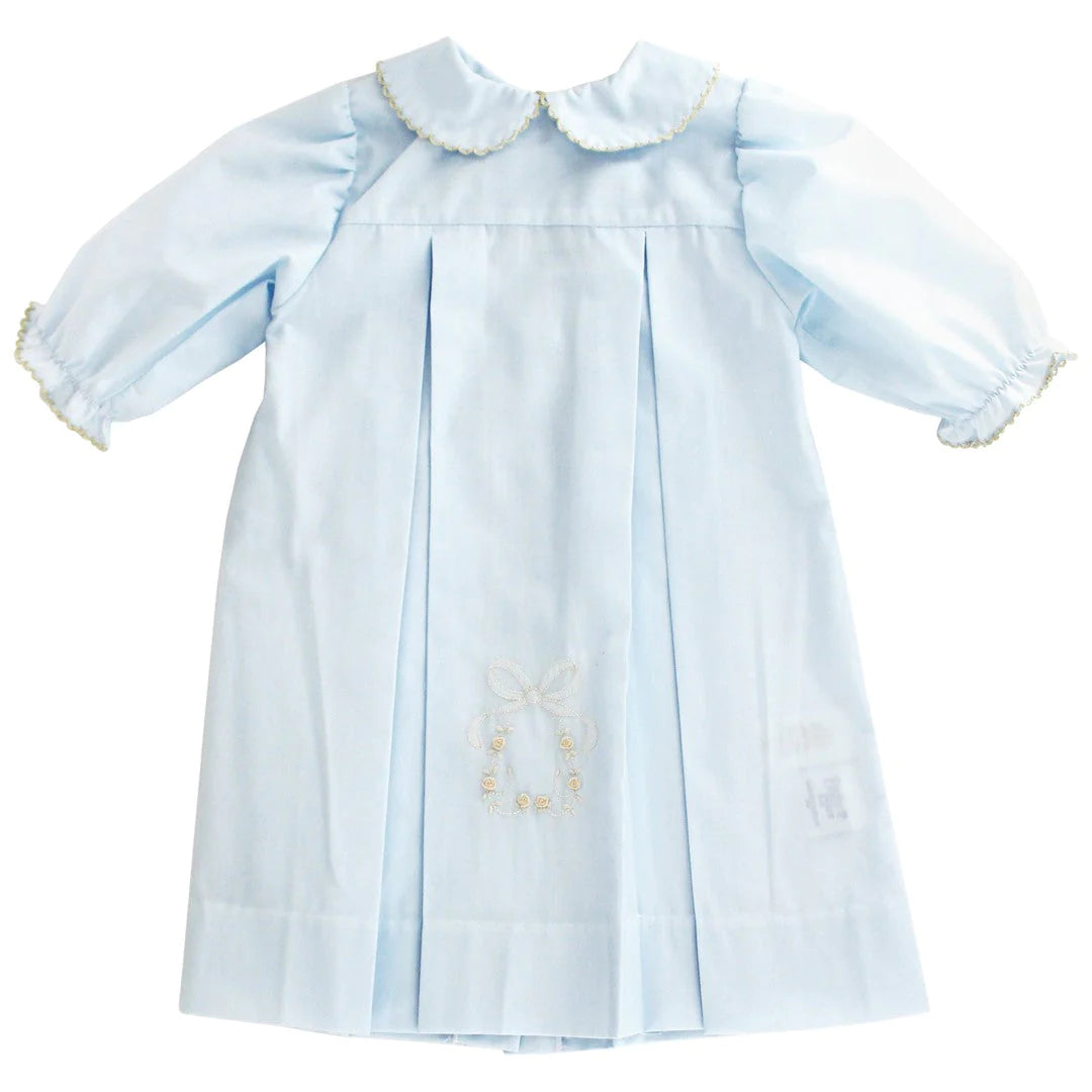 Daygown - Pastel Blue w/Ivory Bow & Rosebuds