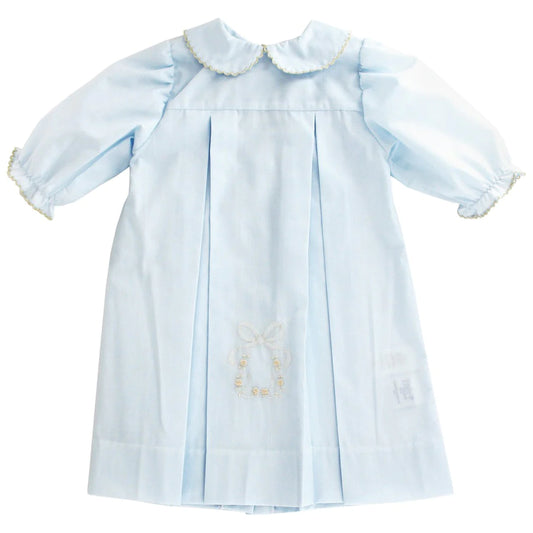 Daygown - Pastel Blue w/Ivory Bow & Rosebuds