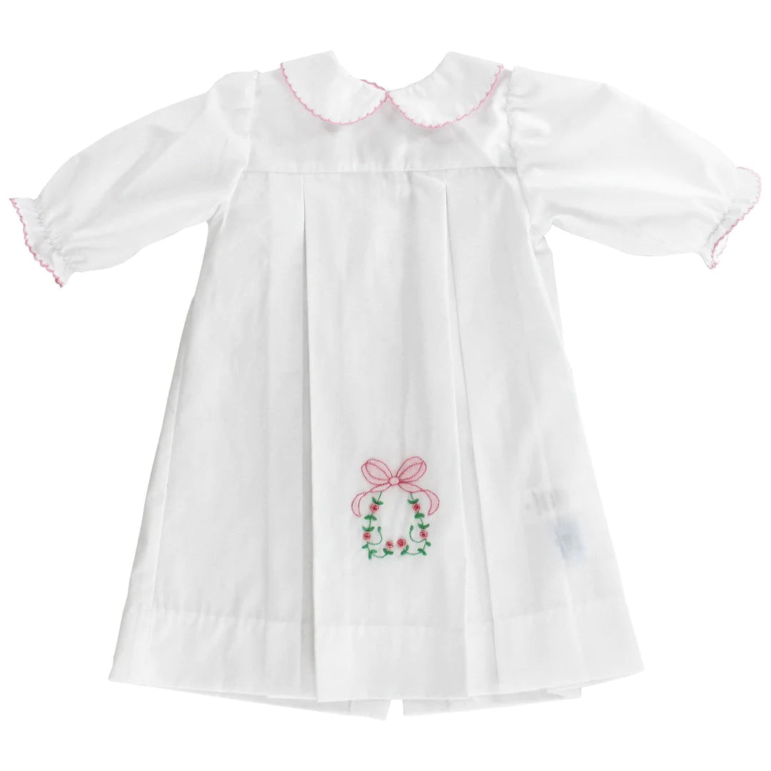 Daygown - White w/Pink Bow & Rosebuds