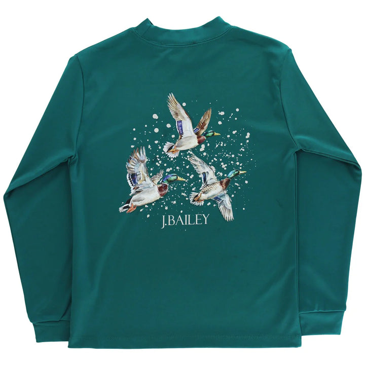 Performance LS Logo Tee - Ducks on Teal