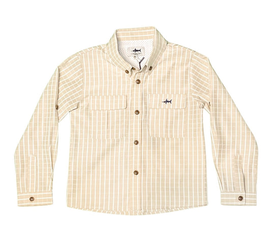 Flagler Fishing Shirt - Khaki/White Plaid