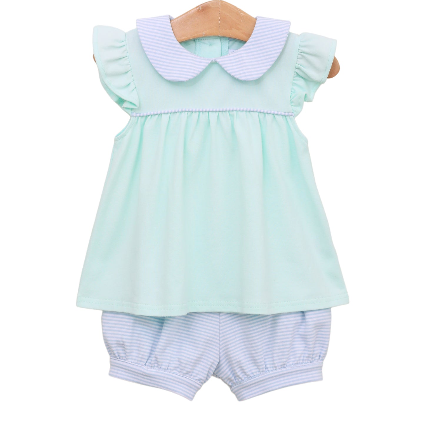 Genevieve Bloomer Set - Light Blue Stripe/Light Mint