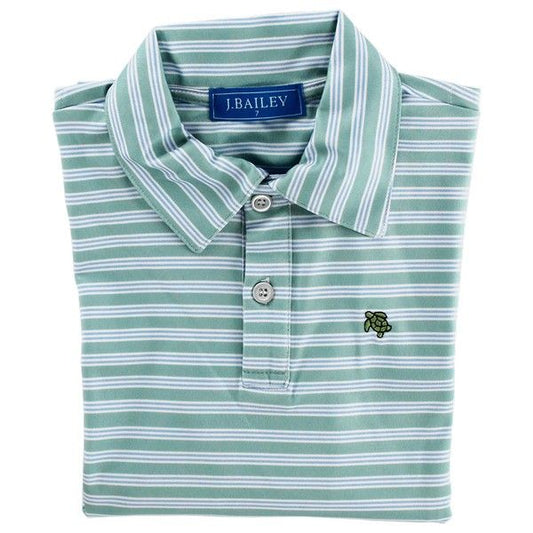 Harry Long Sleeve Performance Polo - Moss/Blue