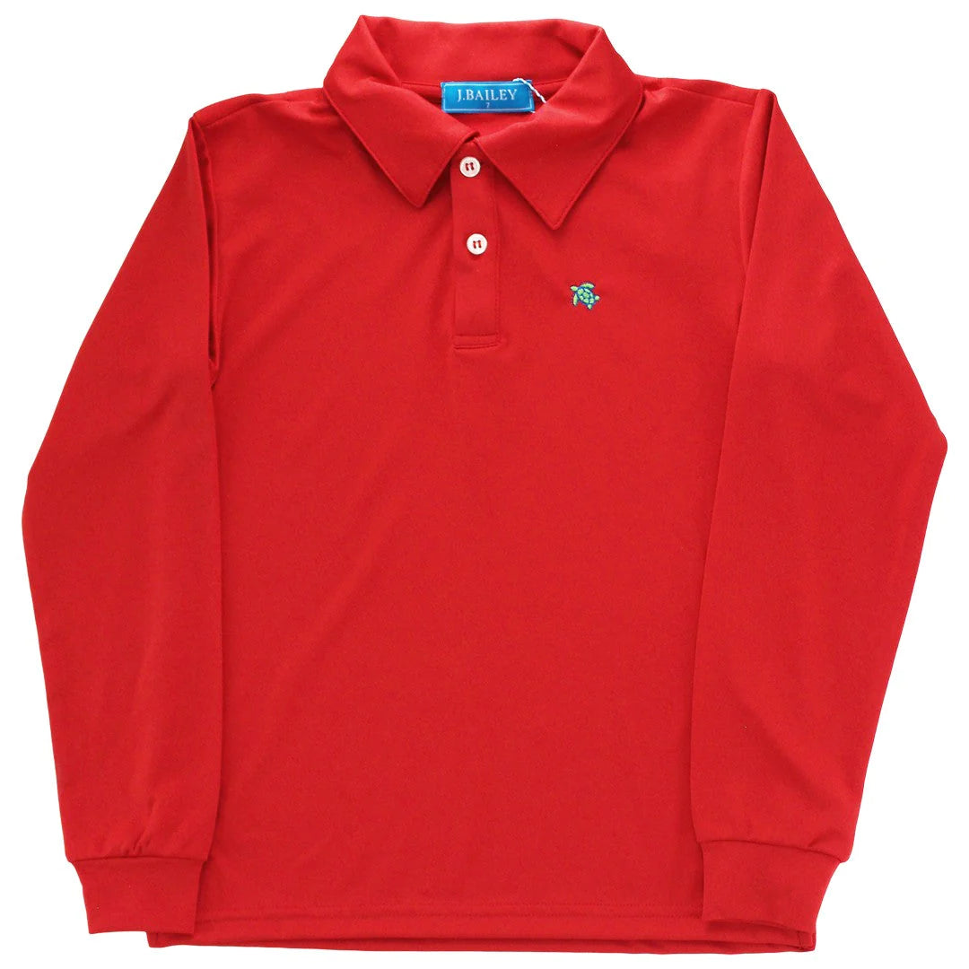 Harry Long Sleeve Performance Polo - Red