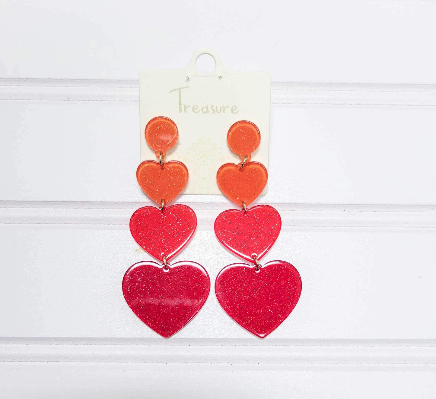 Acrylic Earrings - Red Heart Trio