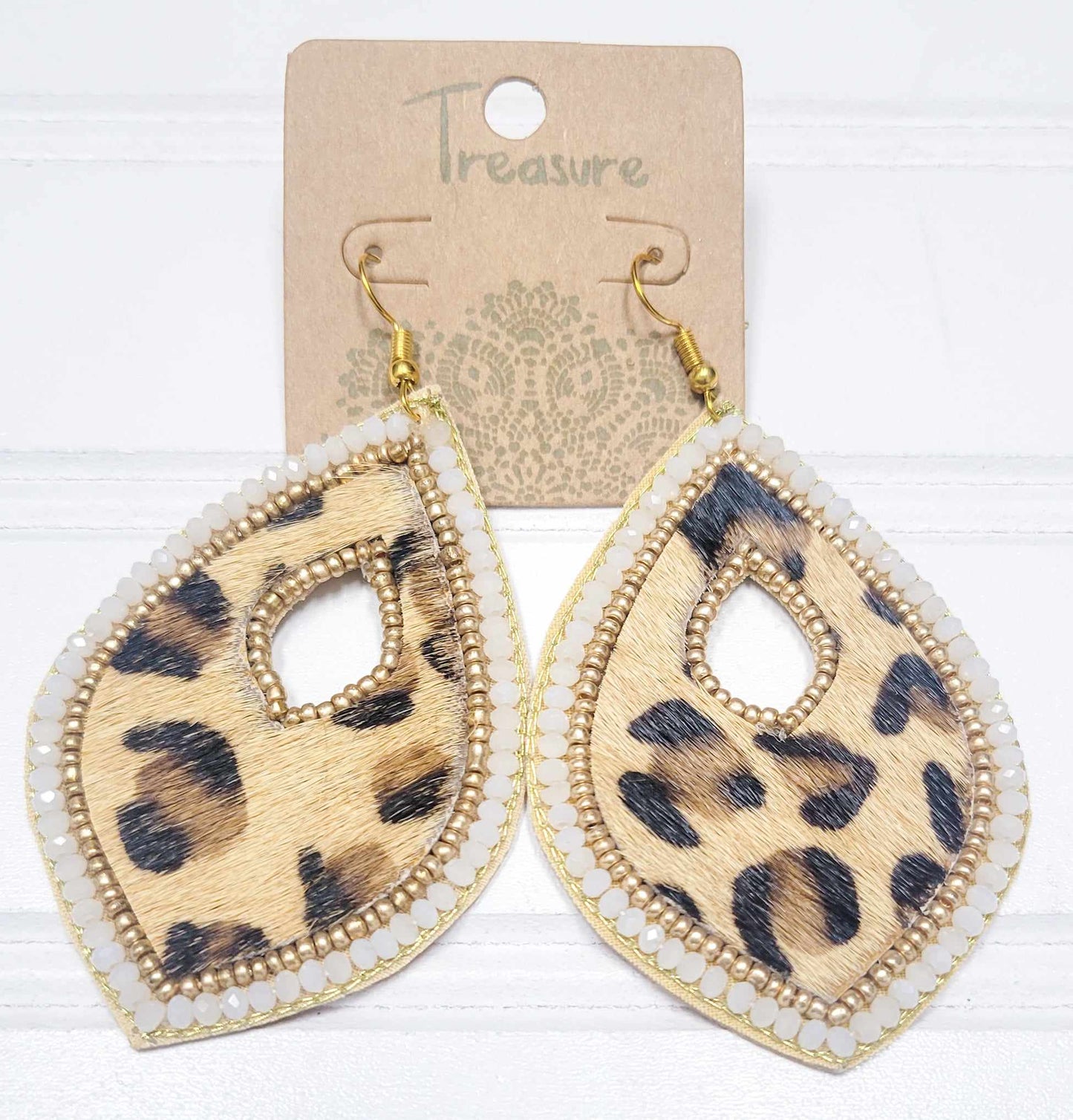 Earrings - Ivory & Leopard