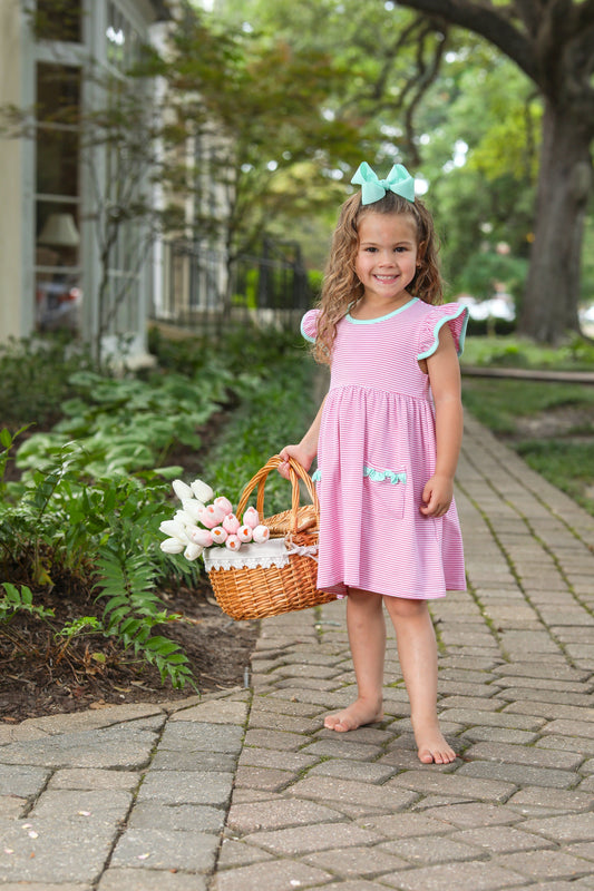 Lucy Dress - Pink Stripe/Mint