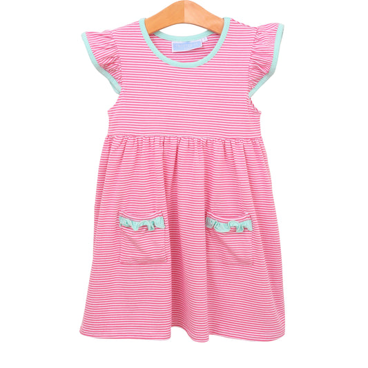 Lucy Dress - Pink Stripe/Mint