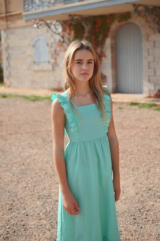 Ruffle Sleeveless Dress - Aqua