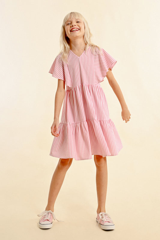 Woven Dress - Pink & White Stripe