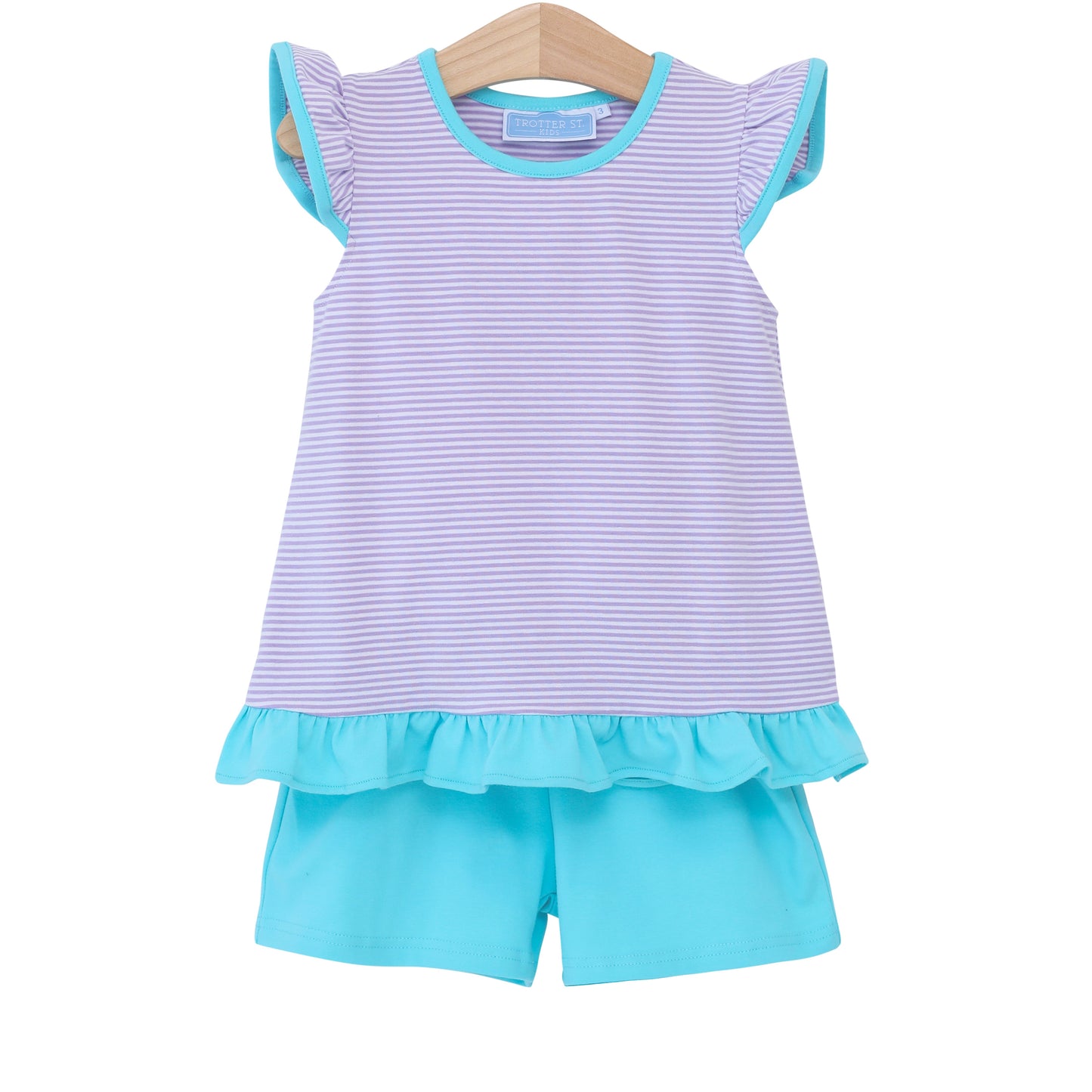 Mary Margaret Short Set - Lavender Stripe & Aqua