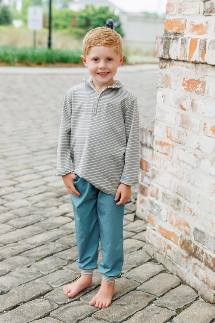 Tucker Pullover Set - Beige Stripe/Sage