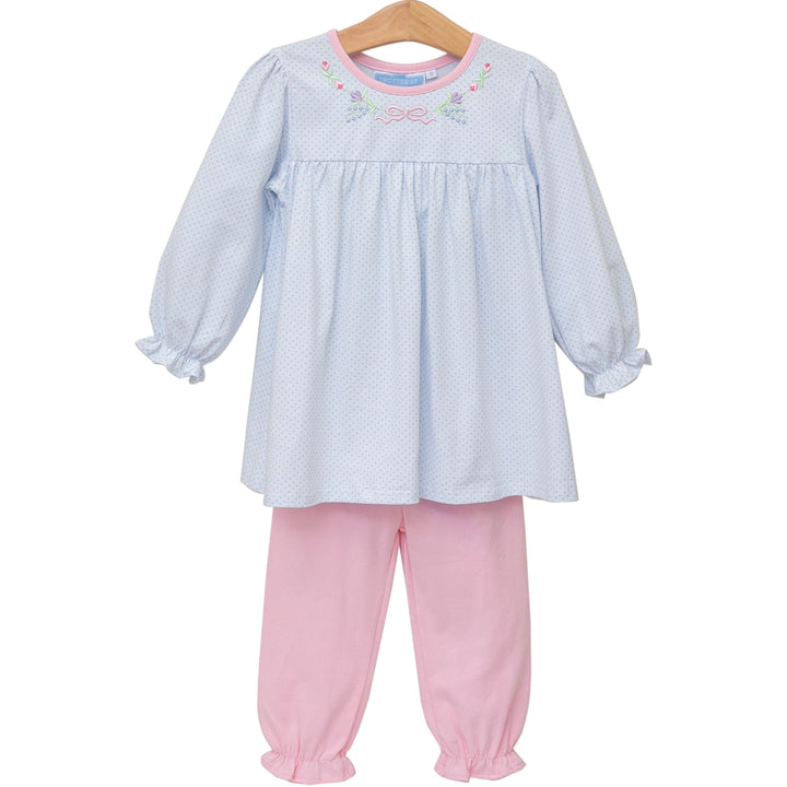 Embroidered Pants Set - Floral