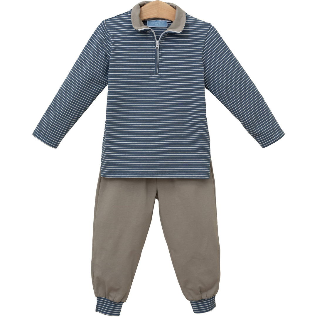 Tucker Pullover Set - Blue Stripe/Beige